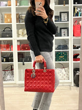 Load image into Gallery viewer, Dior Red Lambskin Large Lady Dior Bag