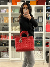 Load image into Gallery viewer, Dior Red Lambskin Large Lady Dior Bag