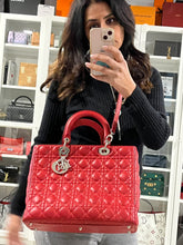 Load image into Gallery viewer, Dior Red Lambskin Large Lady Dior Bag