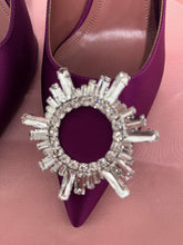 Load image into Gallery viewer, Amina Muaddi Begum Fushia Satin Crystal Pump