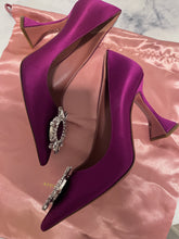 Load image into Gallery viewer, Amina Muaddi Begum Fushia Satin Crystal Pump