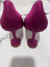 Load image into Gallery viewer, Amina Muaddi Begum Fushia Satin Crystal Pump
