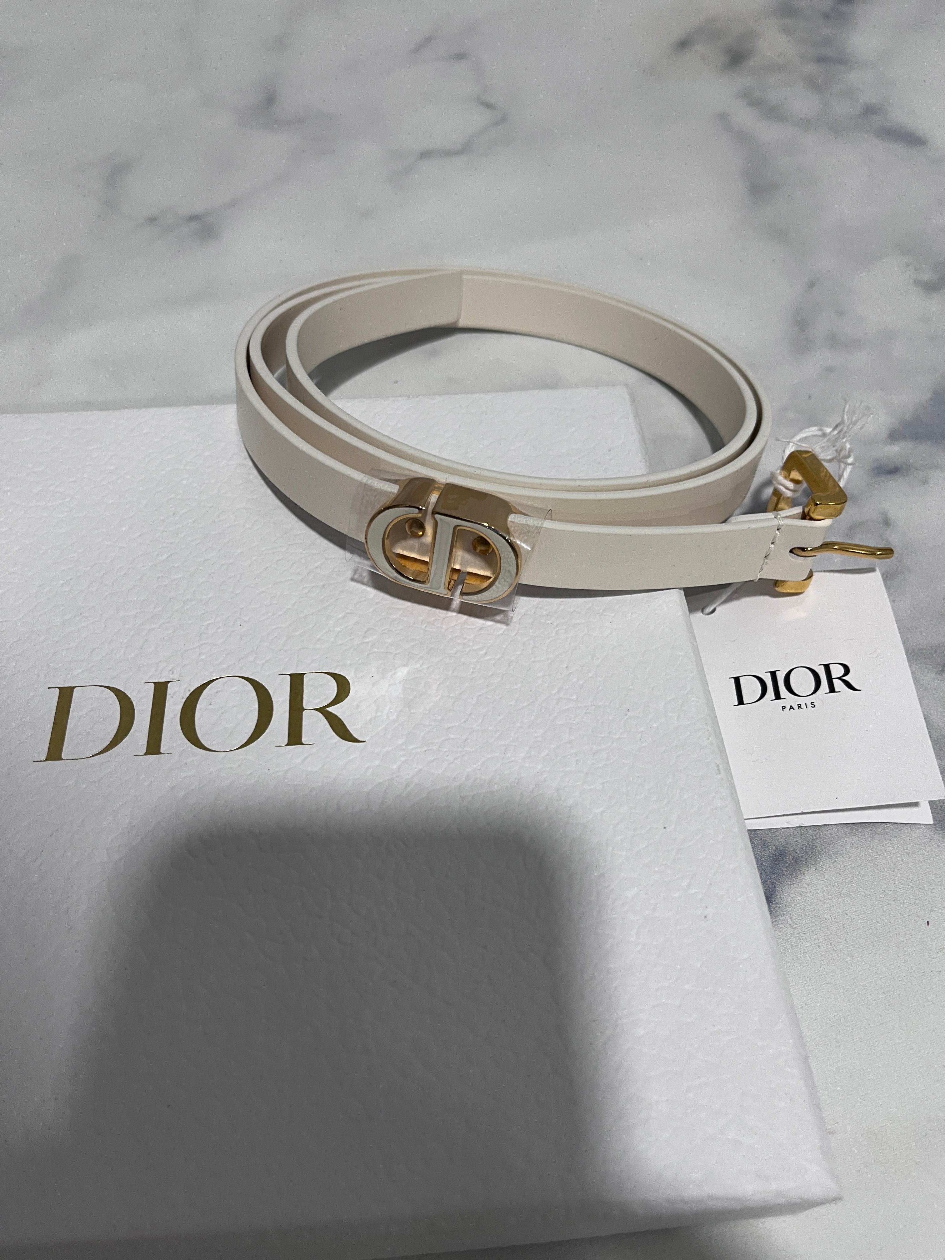 Dior Thin Belt Narrow White Leather Luxury Sophisticated Simple Looks Great Dior Légende Belt Craie Smooth Calfskin, 25 MM | DIOR main image 3