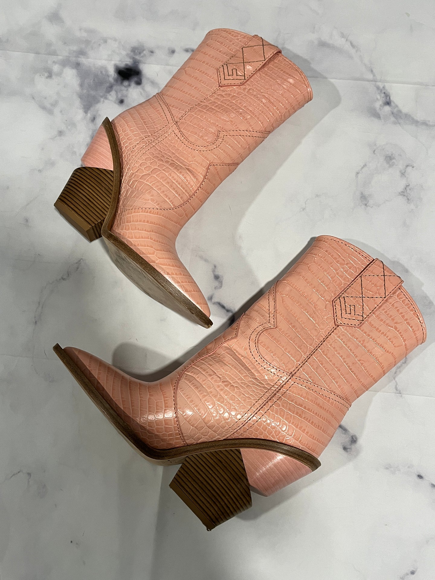 Fendi Pink Leather Cowboy Boots