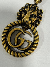 Load image into Gallery viewer, Gucci Lion Head Aged Gold Tone Marmont Pendant Necklace