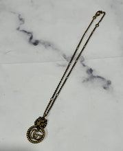 Load image into Gallery viewer, Gucci Lion Head Aged Gold Tone Marmont Pendant Necklace