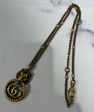 Load image into Gallery viewer, Gucci Lion Head Aged Gold Tone Marmont Pendant Necklace