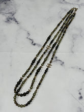 Load image into Gallery viewer, Chanel CC Gold tone Faux Pearl Olive Green Multicolor Double Strand Necklace