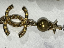 Load image into Gallery viewer, Chanel CC Gold tone Faux Pearl Olive Green Multicolor Double Strand Necklace