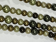 Load image into Gallery viewer, Chanel CC Gold tone Faux Pearl Olive Green Multicolor Double Strand Necklace