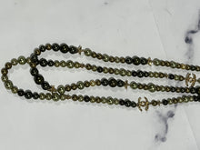 Load image into Gallery viewer, Chanel CC Gold tone Faux Pearl Olive Green Multicolor Double Strand Necklace