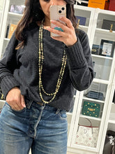 Load image into Gallery viewer, Chanel CC Gold tone Faux Pearl Olive Green Multicolor Double Strand Necklace