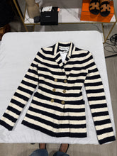 Load image into Gallery viewer, Christian Dior Striped Navy White Double Breasted Blazer