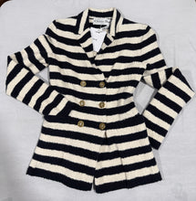 Load image into Gallery viewer, Christian Dior Striped Navy White Double Breasted Blazer