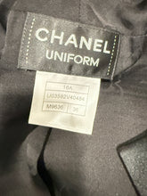 Load image into Gallery viewer, Chanel Uniform 16A Black Tweed Satin Trim Blazer