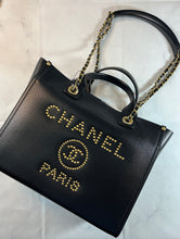 Load image into Gallery viewer, Chanel Black Leather Deauville Tote Handbag