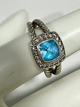 Load image into Gallery viewer, David Yurman Petite Albion Sterling Silver Topaz Diamond Ring