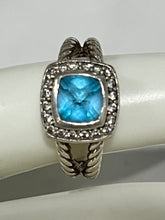 Load image into Gallery viewer, David Yurman Petite Albion Sterling Silver Topaz Diamond Ring