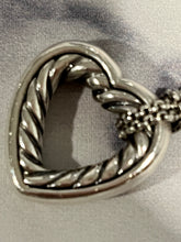 Load image into Gallery viewer, David Yurman Open Heart Sterling Silver Open Heart Cable Pendant Necklace
