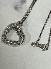 Load image into Gallery viewer, David Yurman Open Heart Sterling Silver Open Heart Cable Pendant Necklace