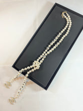 Load image into Gallery viewer, Chanel Faux Pearl CC Lariat Necklace