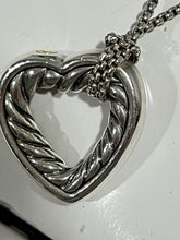 Load image into Gallery viewer, David Yurman Open Heart Sterling Silver Open Heart Cable Pendant Necklace