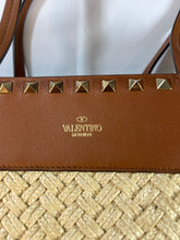 Load image into Gallery viewer, Valentino Raffia Rockstud Tan Tote Bag