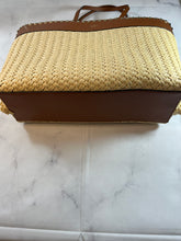 Load image into Gallery viewer, Valentino Raffia Rockstud Tan Tote Bag