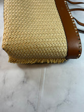 Load image into Gallery viewer, Valentino Raffia Rockstud Tan Tote Bag