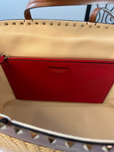 Load image into Gallery viewer, Valentino Raffia Rockstud Tan Tote Bag