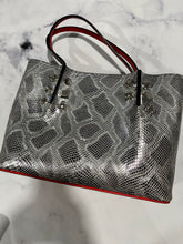 Load image into Gallery viewer, Christian Louboutin Small Cabarock Metallic Snakeskin Embossed Tote Bag