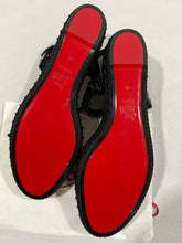 Load image into Gallery viewer, Christian Louboutin Black Glitter Pyraclou Wedge Sandal