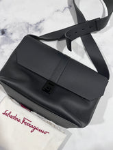 Load image into Gallery viewer, Salvatore Ferragamo Black Gancini Buckle Messenger