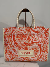 Load image into Gallery viewer, Versace Athena XL Canvas Leather Tote