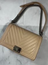 Load image into Gallery viewer, Chanel Light Pink Medium Large Le Boy Chevron Quilted Flap Calfskin