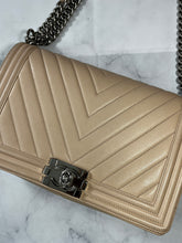 Load image into Gallery viewer, Chanel Light Pink Medium Large Le Boy Chevron Quilted Flap Calfskin
