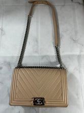 Load image into Gallery viewer, Chanel Light Pink Medium Large Le Boy Chevron Quilted Flap Calfskin