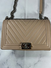 Load image into Gallery viewer, Chanel Light Pink Medium Large Le Boy Chevron Quilted Flap Calfskin