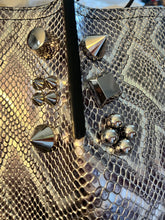 Load image into Gallery viewer, Christian Louboutin Small Cabarock Metallic Snakeskin Embossed Tote Bag