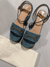 Load image into Gallery viewer, Gucci GG Denim Lady Horsebit Platform Sandals