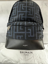 Load image into Gallery viewer, Balmain Navy Black Logo Backpack