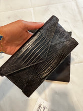 Load image into Gallery viewer, Saint Laurent YSL Black Embossed Envelope Clutch