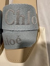 Load image into Gallery viewer, Chloe Blue Woody Canvas Slide Sandals
