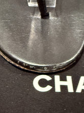 Load image into Gallery viewer, Chanel Black CC Crystal Thong Sandals