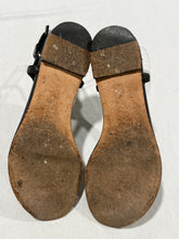 Load image into Gallery viewer, Chanel Black CC Crystal Thong Sandals