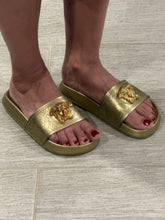 Load image into Gallery viewer, Versace Gold Medusa Pool Slides