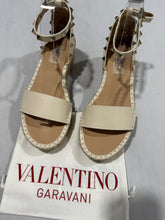 Load image into Gallery viewer, Valentino Garavani Ivory Rockstud Espadrille Wedge Sandal