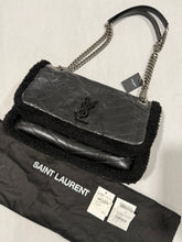 Load image into Gallery viewer, Saint Laurent YSL Black Shearling Nikki Crossbody Shoulder Bag