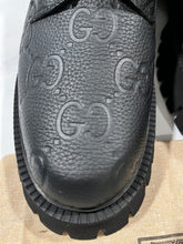 Load image into Gallery viewer, Gucci GG Black Leather Lug Sole Combat Boot Size 12