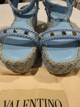 Load image into Gallery viewer, Valentino Garavani Rockstud Blue Espadrille Wedge Sandals